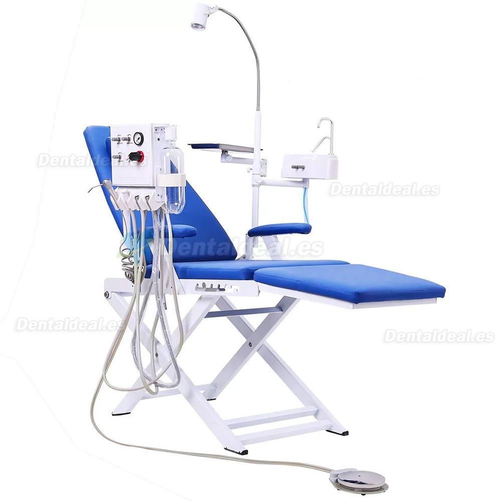 Silla Dental Port&aacute;til Plegable con Luz LED, Unidad de Turbina de Aire y Bandeja